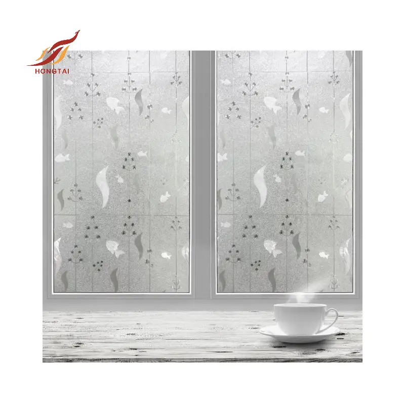 embossed 3d flower glass stickers privacy window film 5