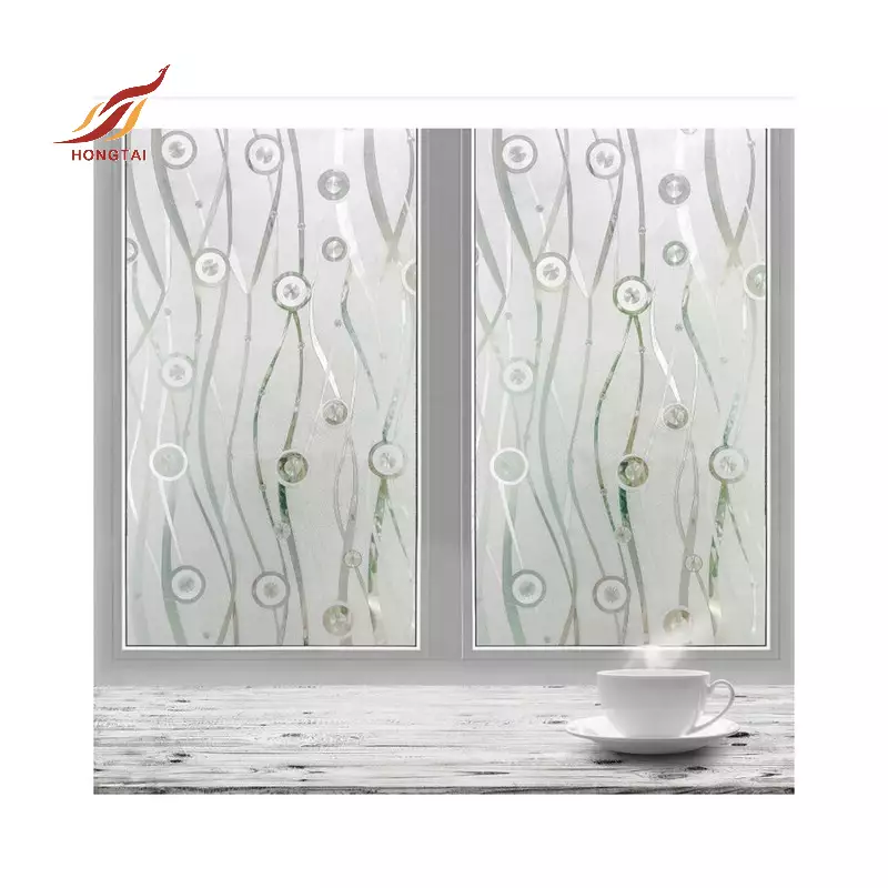 embossed 3d flower glass stickers privacy window film 1