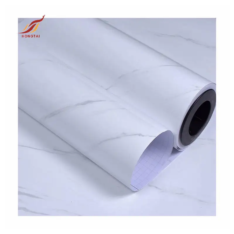 vattentät självhäftande tapetrulle i vit vinylmarmor 2