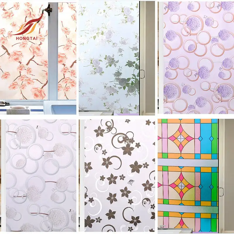 flowers decorative glass films for window privacy frost 5