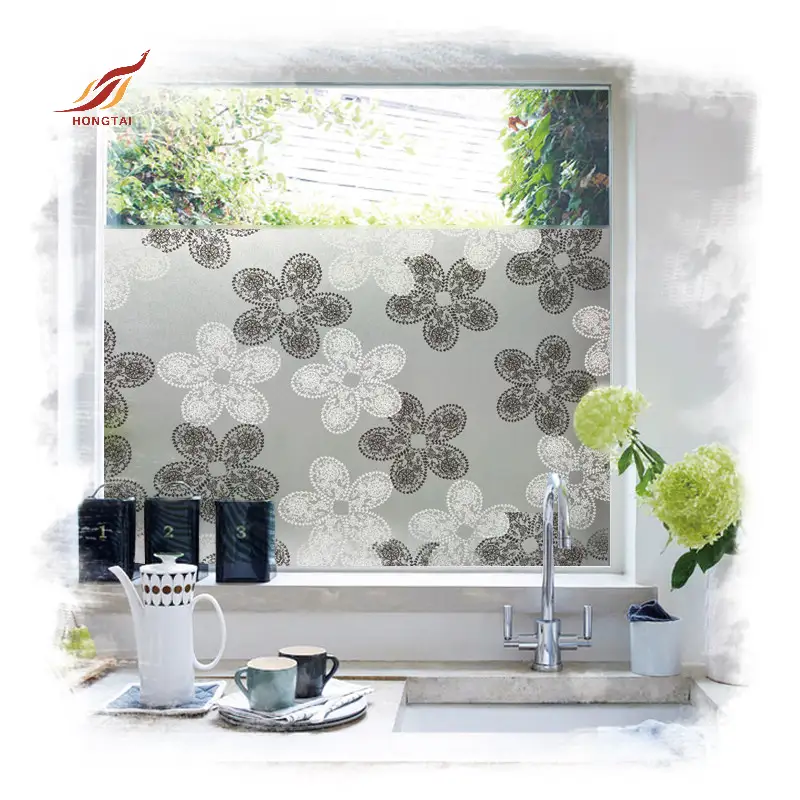 fleurs films de verre décoratifs pour le givre de la vie privée de la fenêtre 3