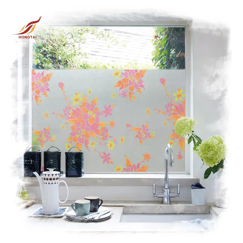 flowers decorative glass films for window privacy frost 8
