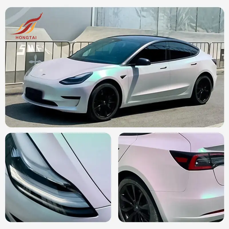 custom white matte pearl vinyl wrap car decoration 4