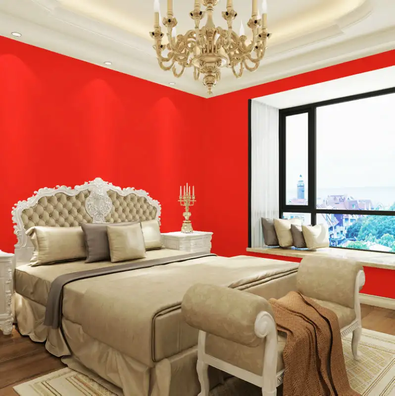 4ft*164ft interior Red PVC wallpaper decoration vinyl roll 1