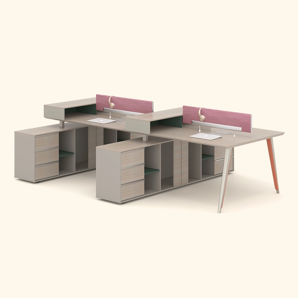 Industriell Stil Büro Workstation LT506K fir 4 Persoun Büro Dësch Miwwelen - Yousen 1