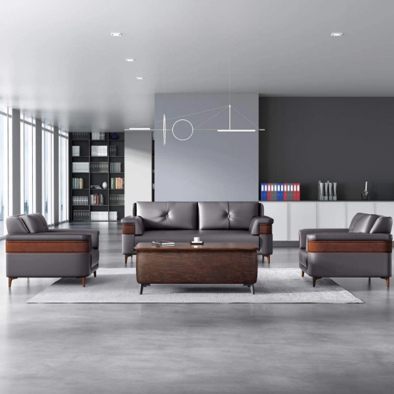 Juego de sofás seccionales de cuero: muebles de oficina modernos con un diseño duradero y cómodo 1