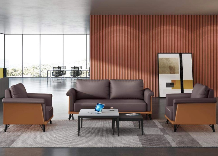 Висококвалитетен модерен канцелариски тросед со 4 седишта со чист сунѓер со висока густина 1