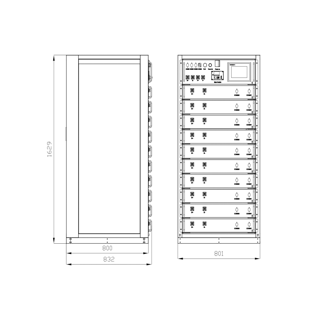 Système de stockage de batterie industriel commercial haute tension GTEF-512V50KW/100KWh-R & 3