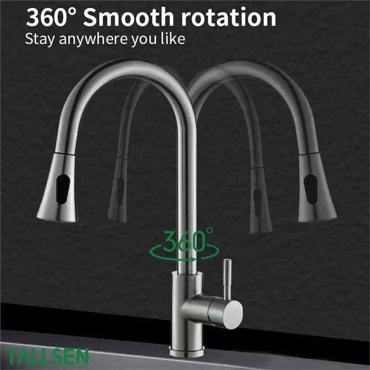Geborsteld nikkel Pull Out Kitchen Tap 3