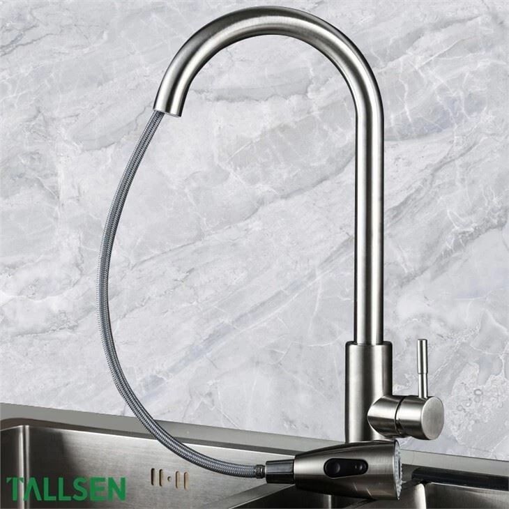 Stainless Steel Kitchen Faucet With Pull Down Sprayer 1