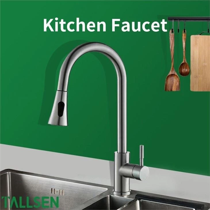 Stainless Steel Kitchen Faucet With Pull Down Sprayer 2