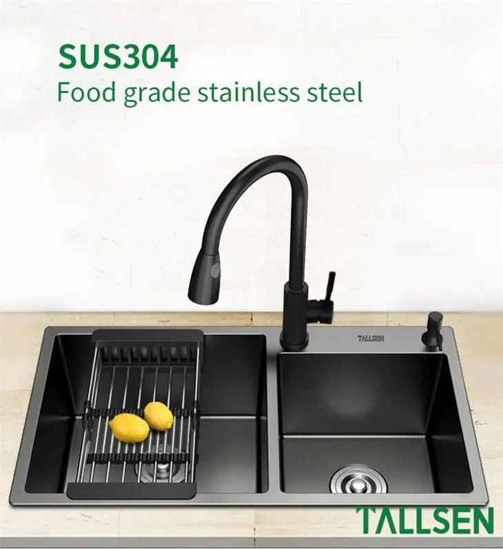Dual Basin 304 Stainless Steel Black Kitchen Sink 2