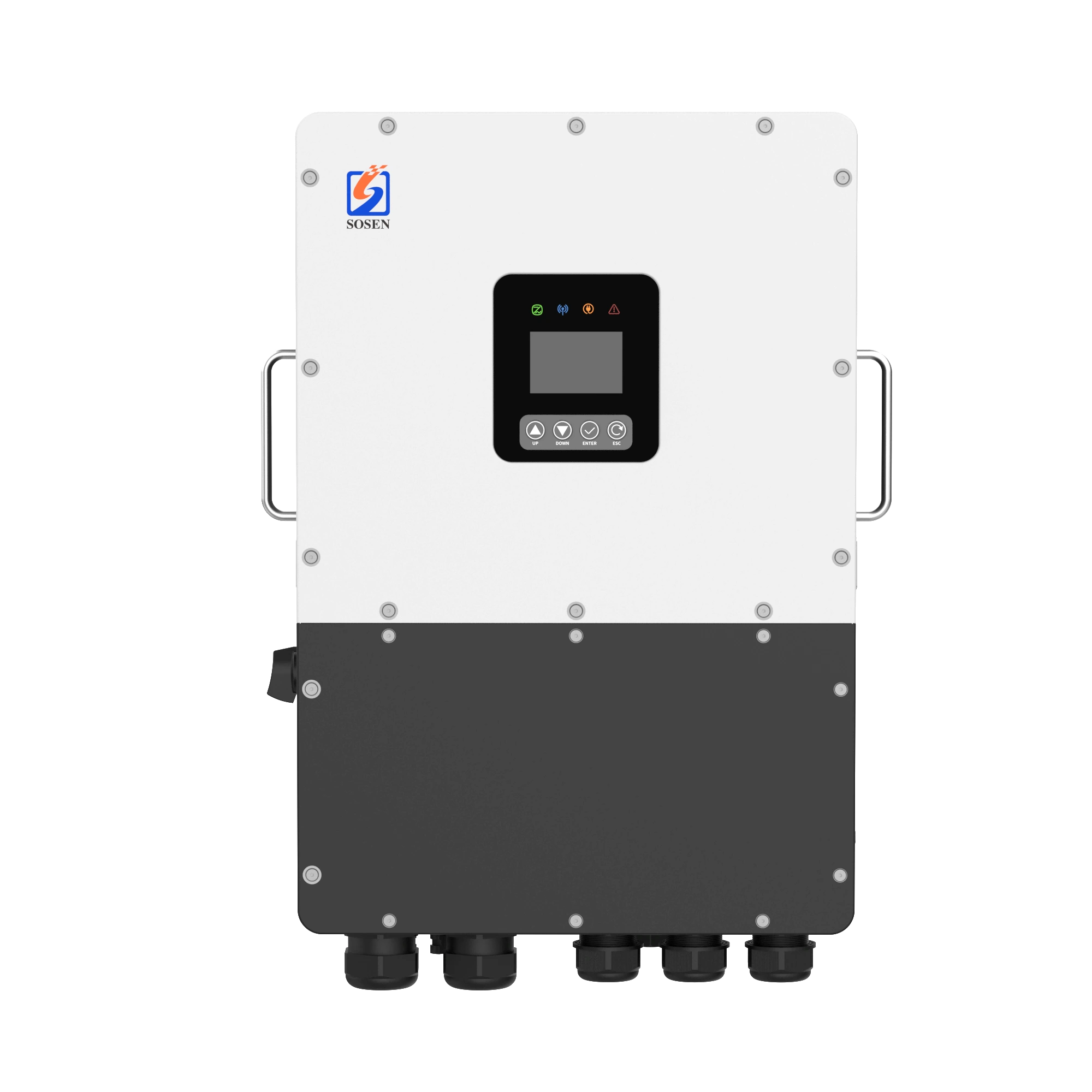 front view of SOSEN 8-24KW three phase hybrid inverter, supported LV battery