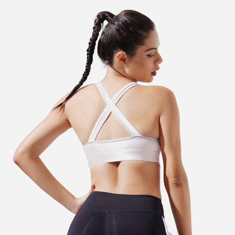 Sutiã esportivo branco profundo sexy com decote em V - ROADSUNSHINE 3