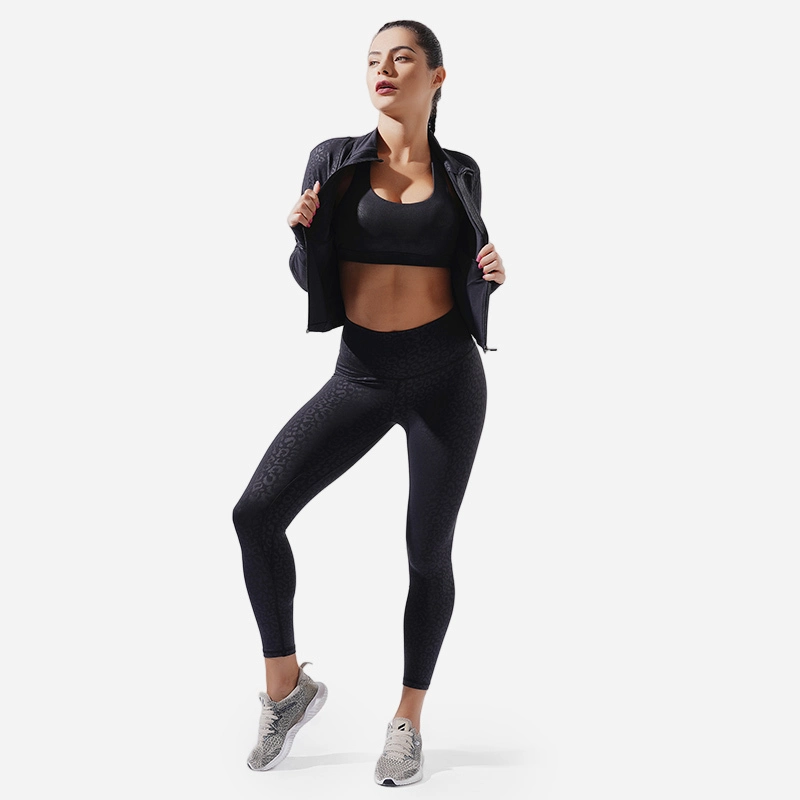 Legging com estampa de leopardo com design em relevo - ROADSUNSHINE 1