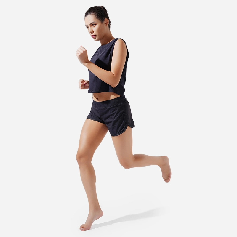 Shorts esportivos personalizados com cós largo e design com fenda lateral - ROADSUNSHINE 1