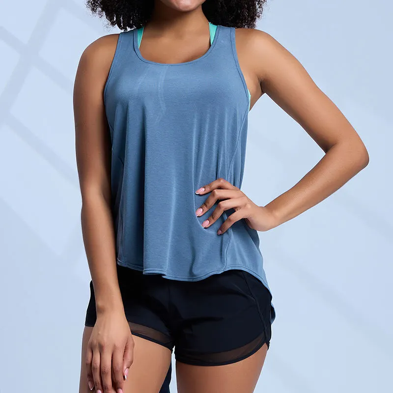 Lightweight Breathable Tank Top With Tie-Back & Tied Design - ROADSUNSHINE 1