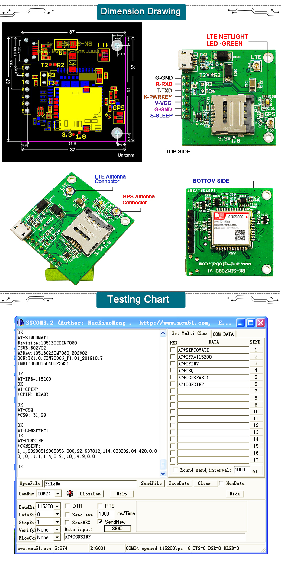 Sim G Lte Cat M Nb Iot Module Sim Breakout Board With Gps And G