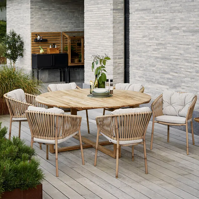 Orginal Design Dining Set Durable Aluminum Furniture Patio Garden Outdoor Dining Table And Chair HS-D3007 1