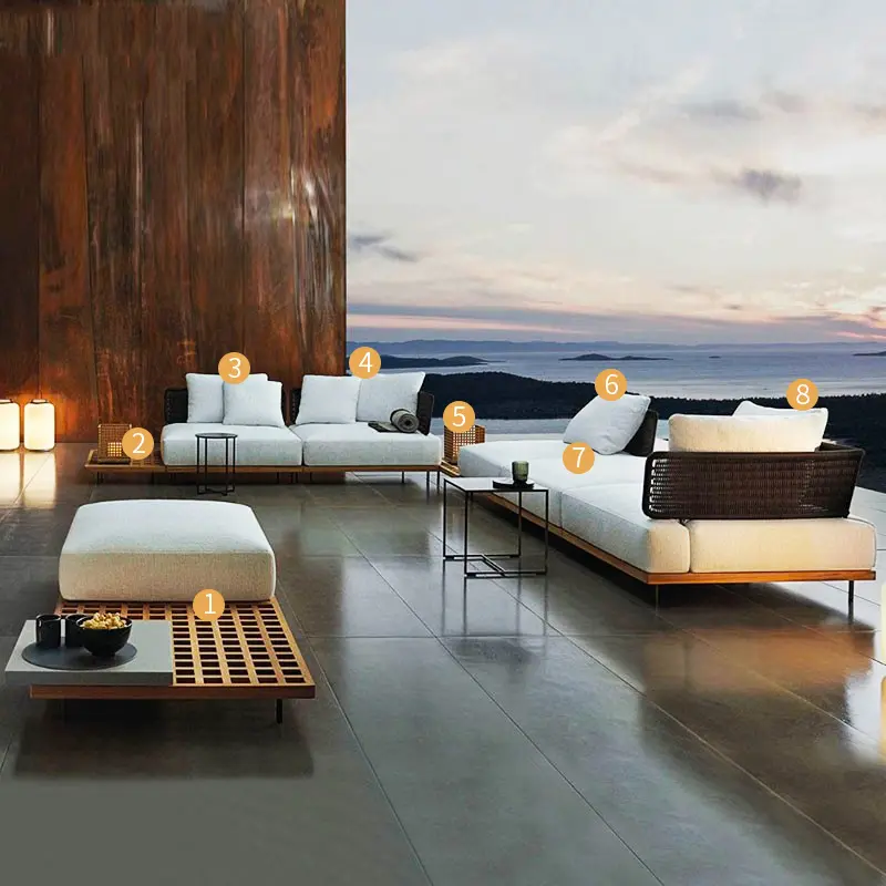 Modern Luxury Outdoor Aluminium Sofa Set Furniture Rattan All Weather Leisure Patio Garden Sofas HS-S2001 1