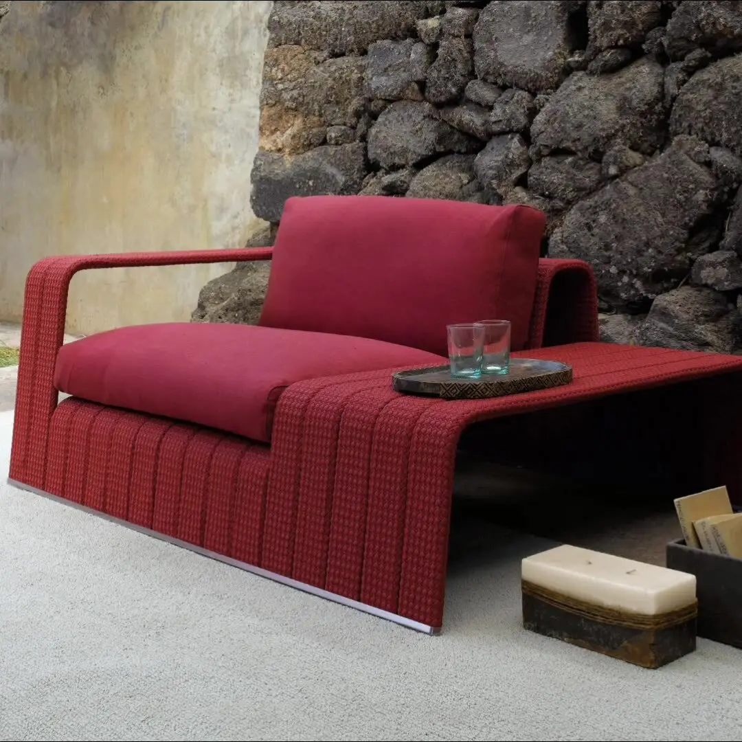 Luxury Outdoor Furniture Garden Sofa Metal Aluminum Frame Patio Set Hotel Courtyard Outdoor Sofa HS-S2037 1