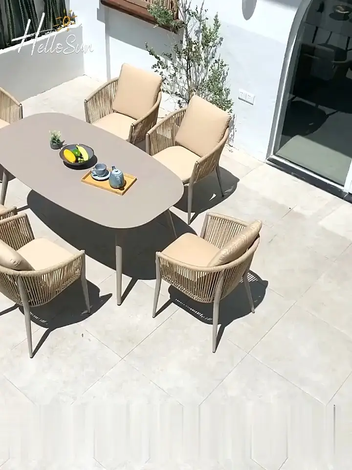Outdoor Rattan Dining Sofa Set: Garden, Hotel, Water-Repellent HS-D3015 1