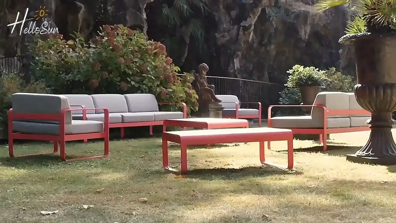 Outdoor Sofa Open Air Patio Sun Room Garden Color Macaron Style Waterproof Sunscreen Aluminum Furniture HS-S2085 1