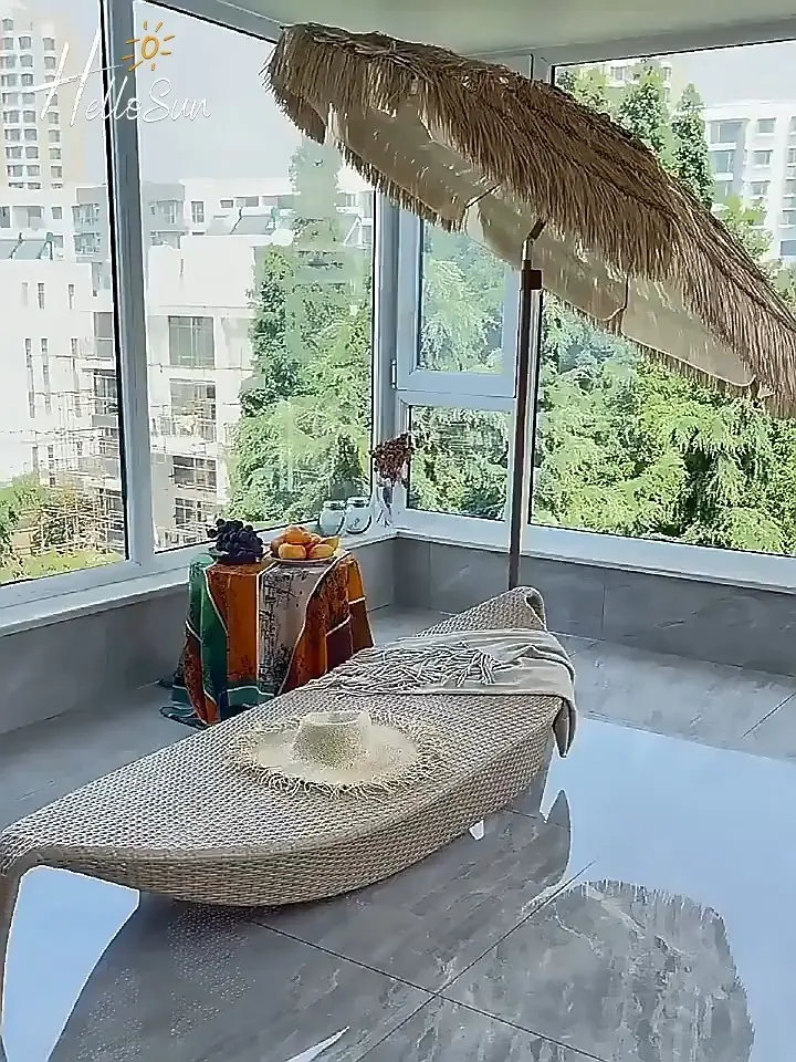 Leaf Outdoor Resort Lying Bed Hotel Balcony Leisure Rattan Chair Outdoor Villa Swimming Pool Garden Rattan Beach Chair HS-L1002 1