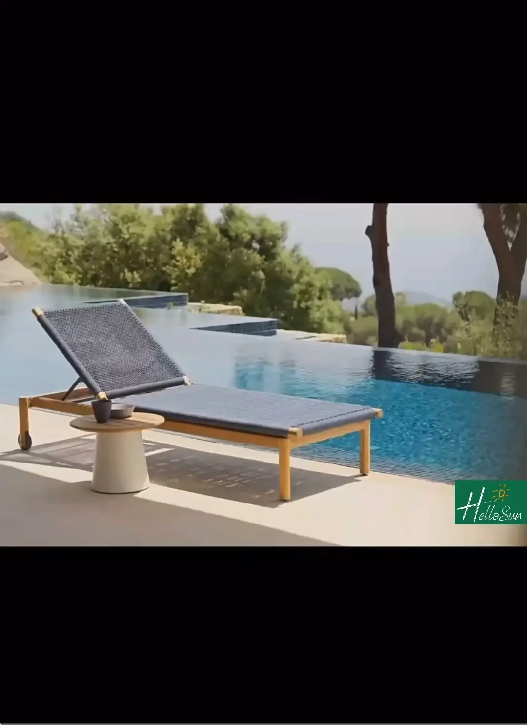 Outdoor Lying Bed Rattan Leisure Hotel Beach Swimming Pool Outdoor Anticorrosion Wood Waterproof Sunscreen Solid Wood Bed Recliner Furniture HS-L1005 1