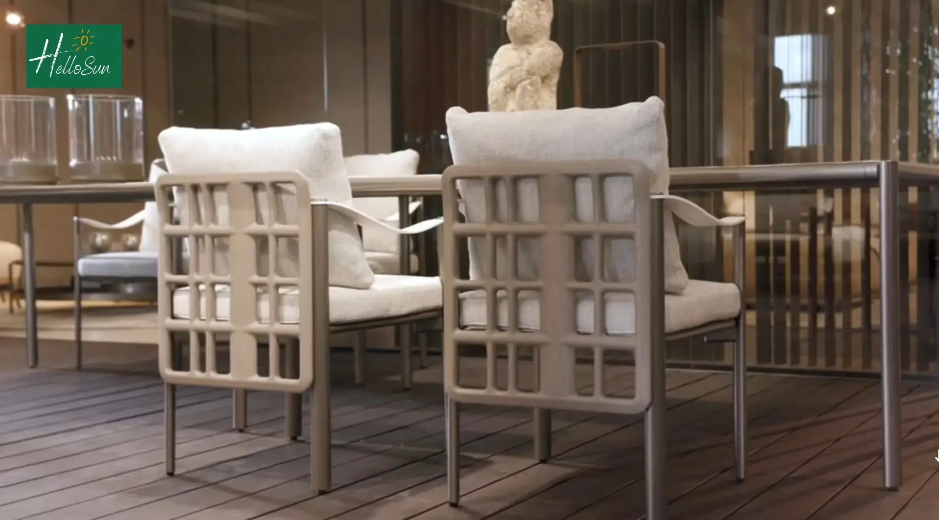 Outdoor table and chairs villa courtyard balcony garden art solid wood chairs sun proof outdoor furniture bungalow table combo HS-D3050 1