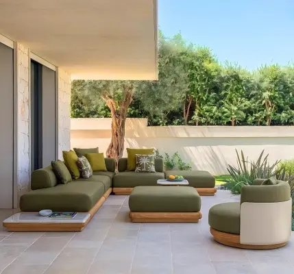 Outdoor Wooden Fabric Sofas – Casual Furniture for Patios, Villas, Balconies and Gardens 1