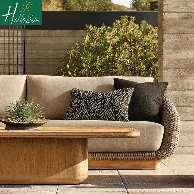 Handwoven Rattan-Rope Teak Lounge Chair 1