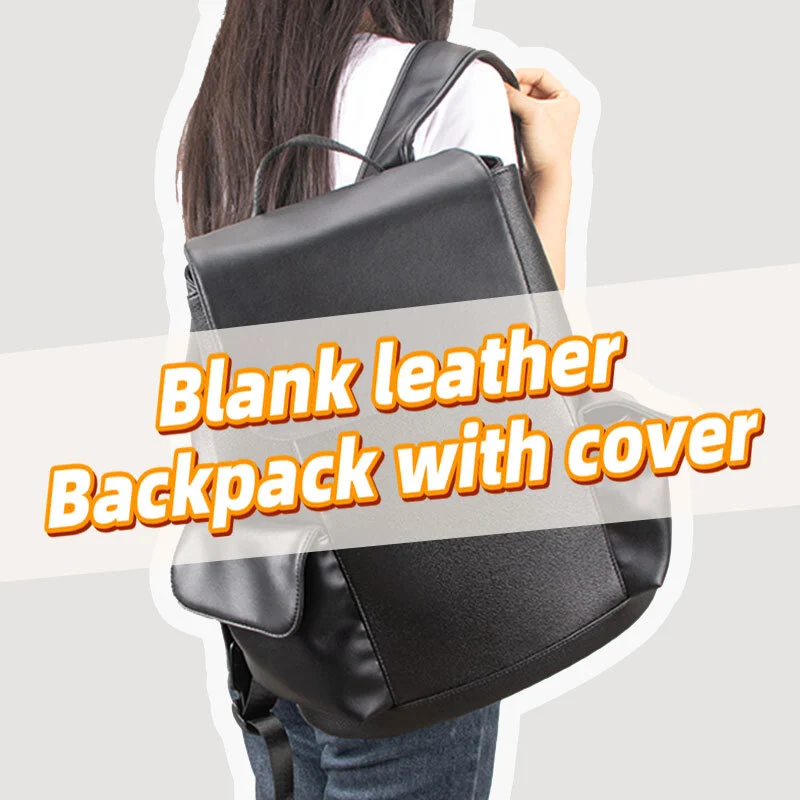 Mochila de couro em branco ITP-00756B com capa 1