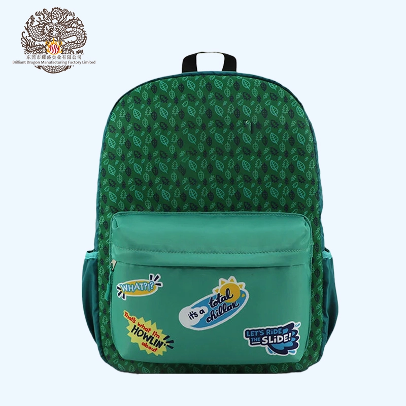 Sac à dos d&39;école pour enfants à imprimé vert 1