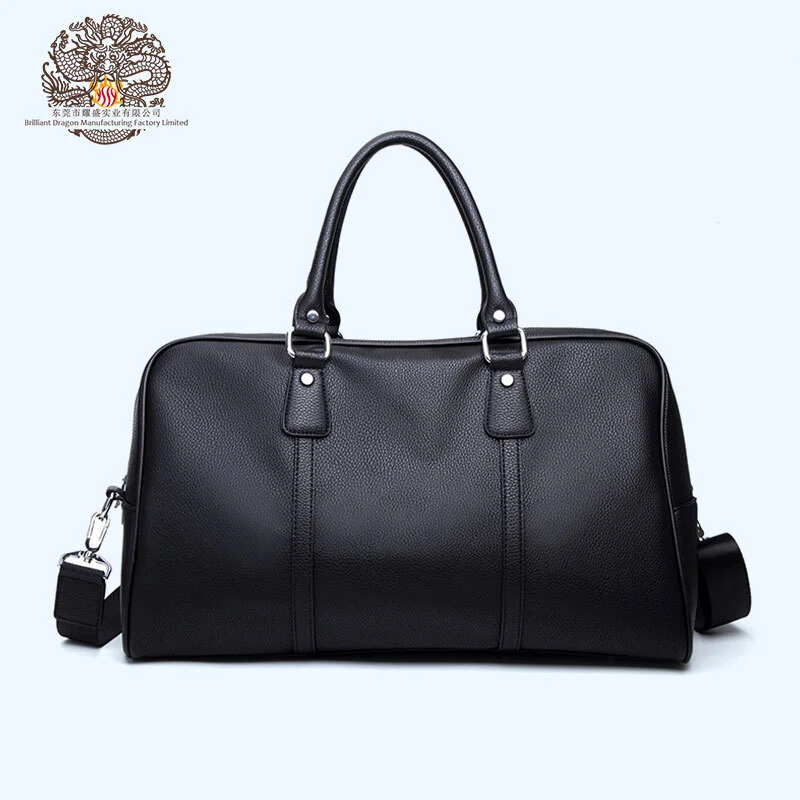 Mens Trip Leather Duffel Sac de week-end Sac noir 1