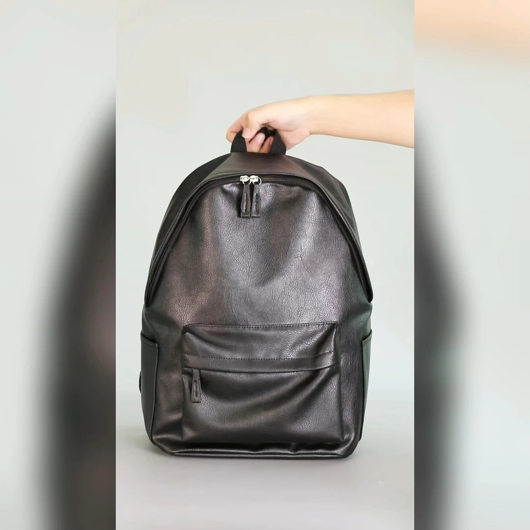 Black PU кожаный рюкзак для ноутбуков 1