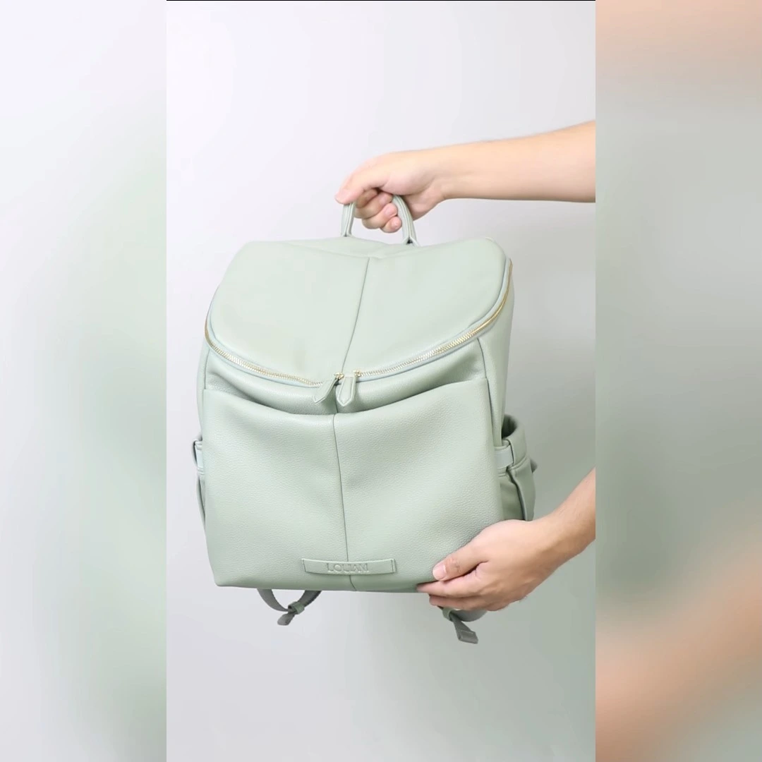 Sac à dos à langer en cuir végétalien personnalisé à bon prix pour bébé et maman 1