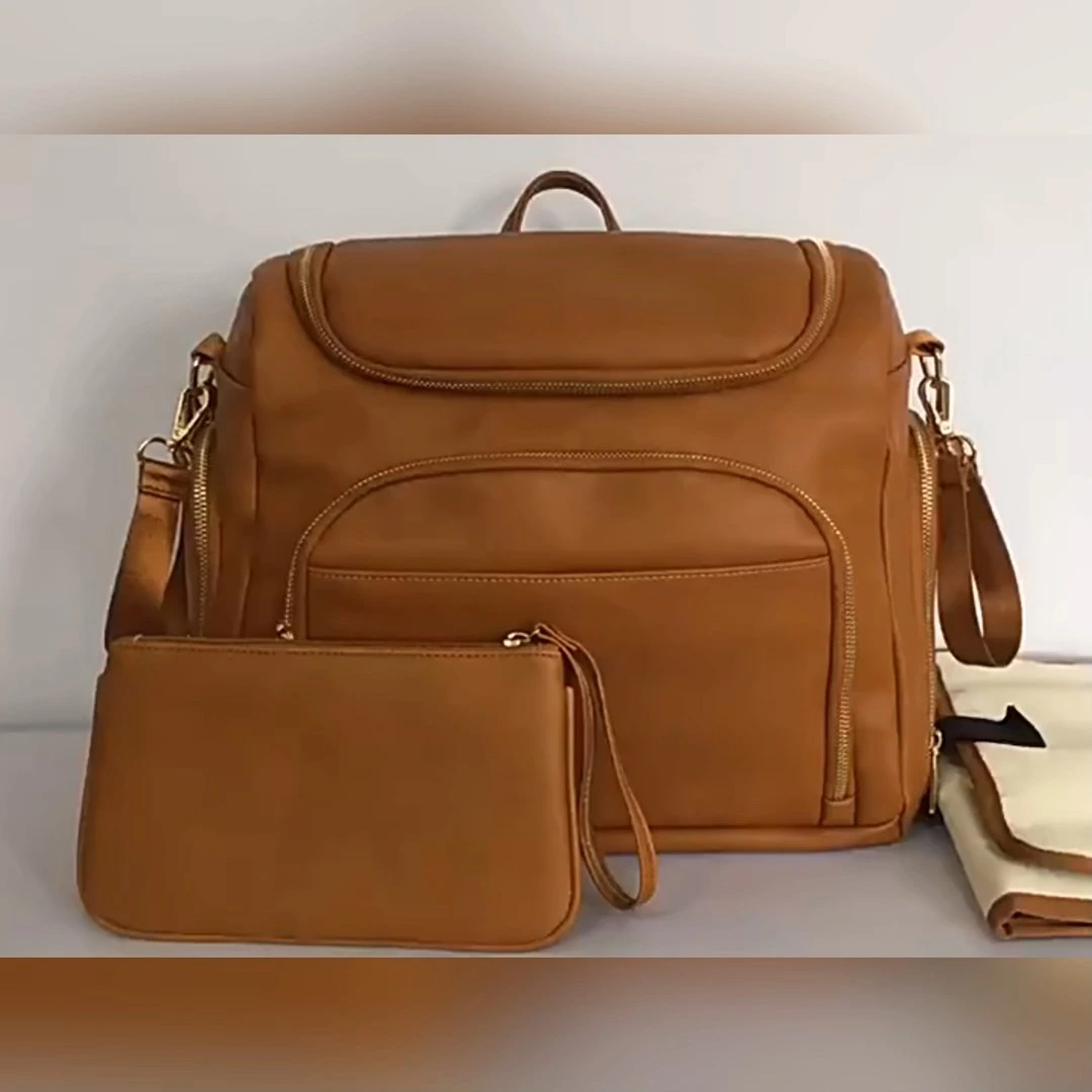 PU leather diaper bag set 1