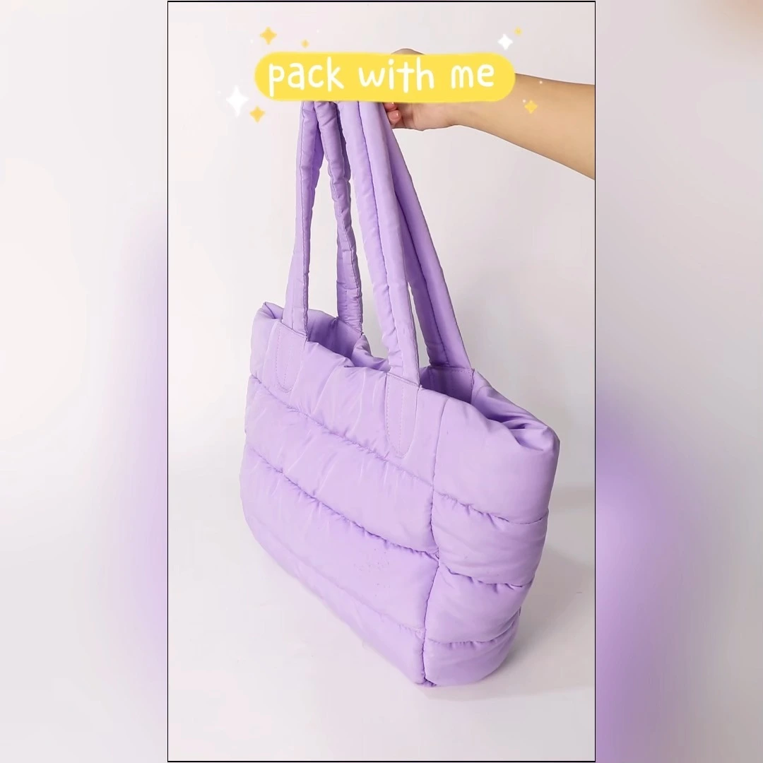 Purple Quilted Tote Bag 1