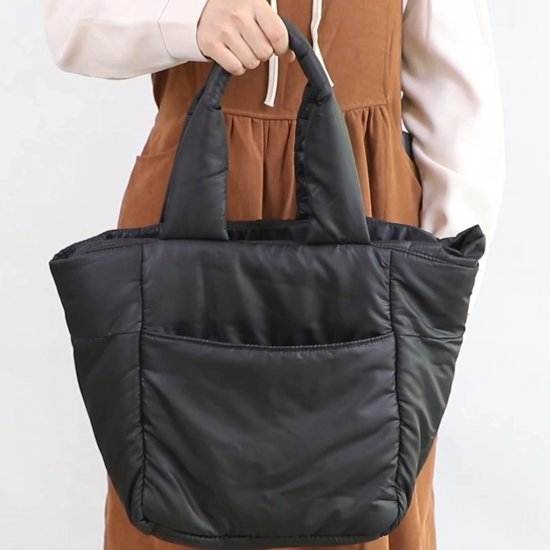 Black cloud puff tote bag waterproof large capacity 1