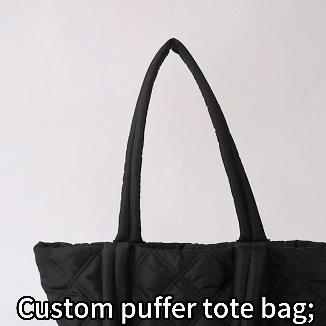 Large quilted puffer tote bag soft nylon puffi bag custom quilting bag 1