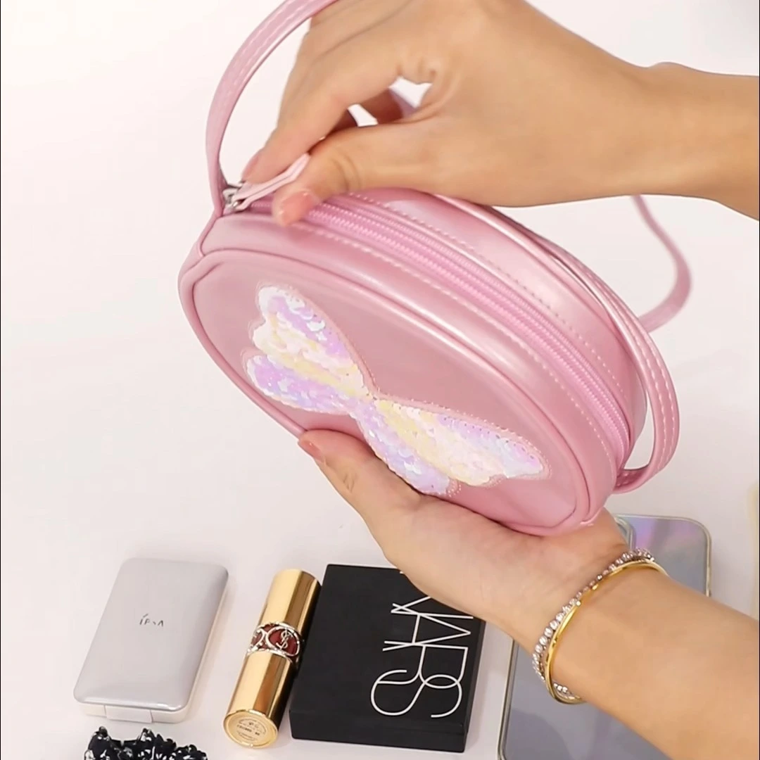 Sac à bandoulière rond en cuir rose ITP-02050 pour filles et femmes 1