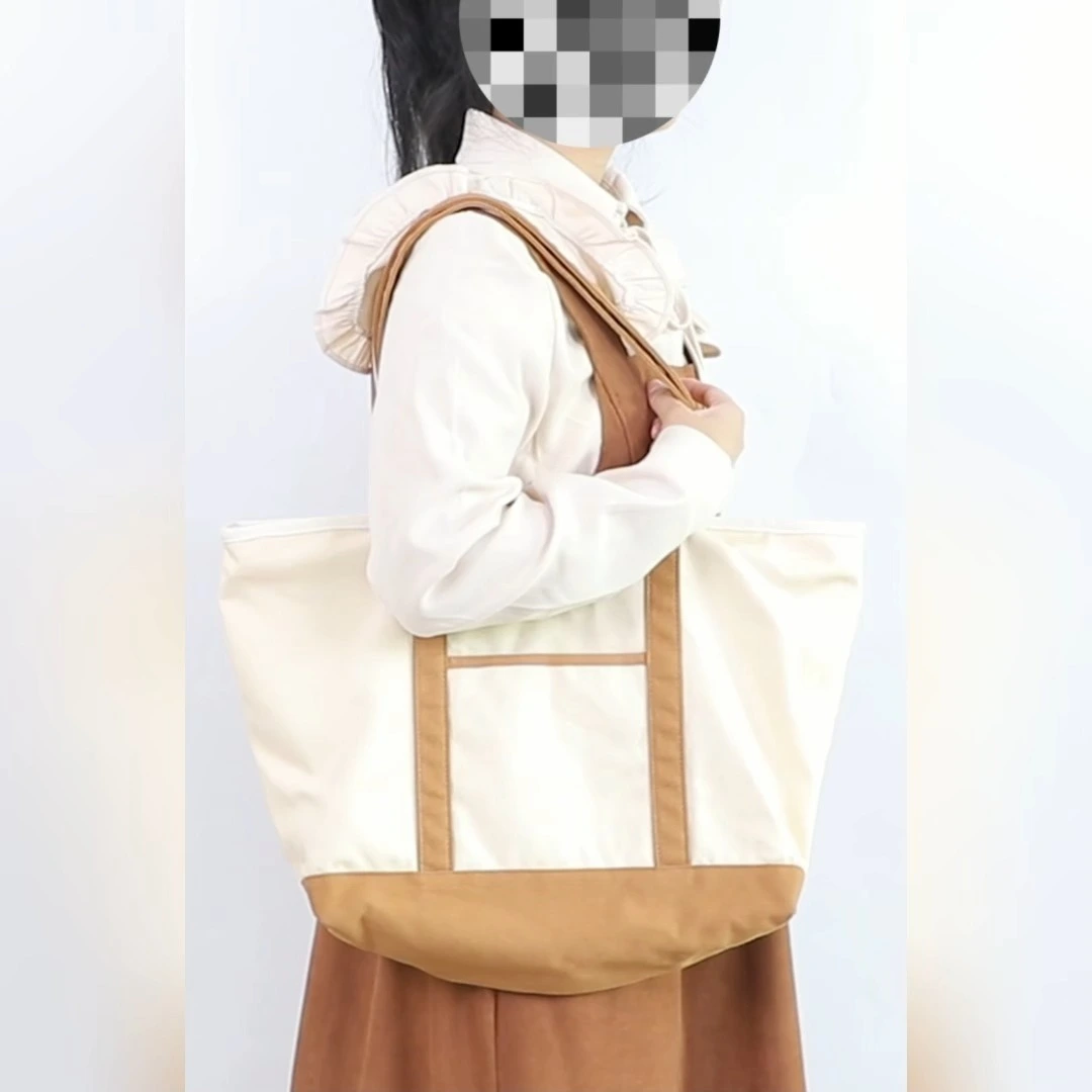 ITP-01655 bolsa tote de lona bege 1