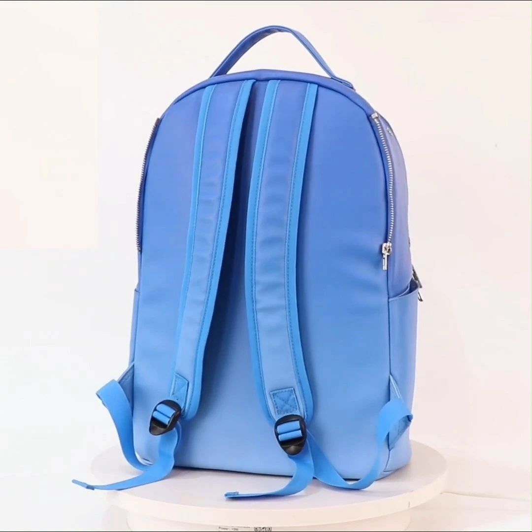 Blue Campus Trendy Leather Backpack Student Laptop Backpack 1