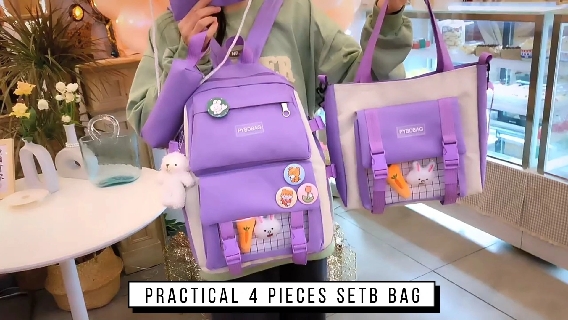 School Bag Girls Backpack Set Casual 4-in-1 1