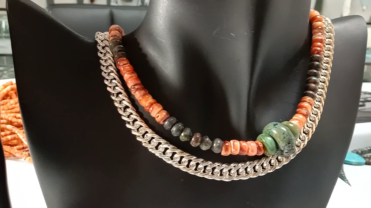 Nugget ya oyster ya zamani ya Turquoise spiny spiny haijawahi kuvaliwa Mkufu wa Turquoise 8