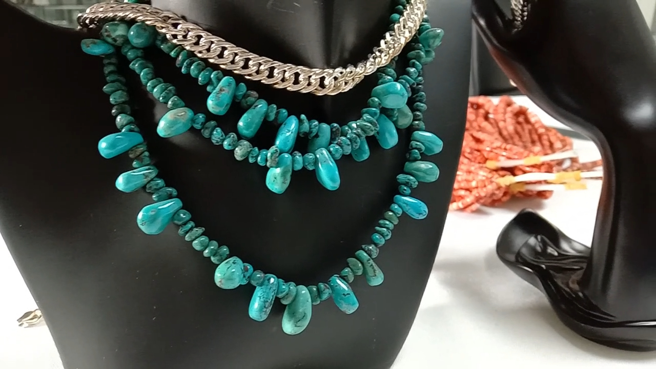 Natural Turquoise Long Beads Endless Necklace&Wrap Bracelet Hand Knotted Multi-Layer Necklaces 9