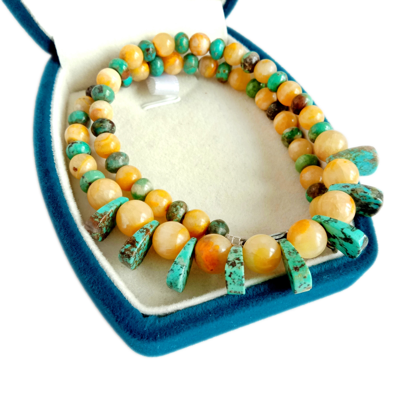 قدرتي فيروزي بمبلبي 16 انچ هار گهٽ ۾ گهٽ فيشن قدرتي هار 16