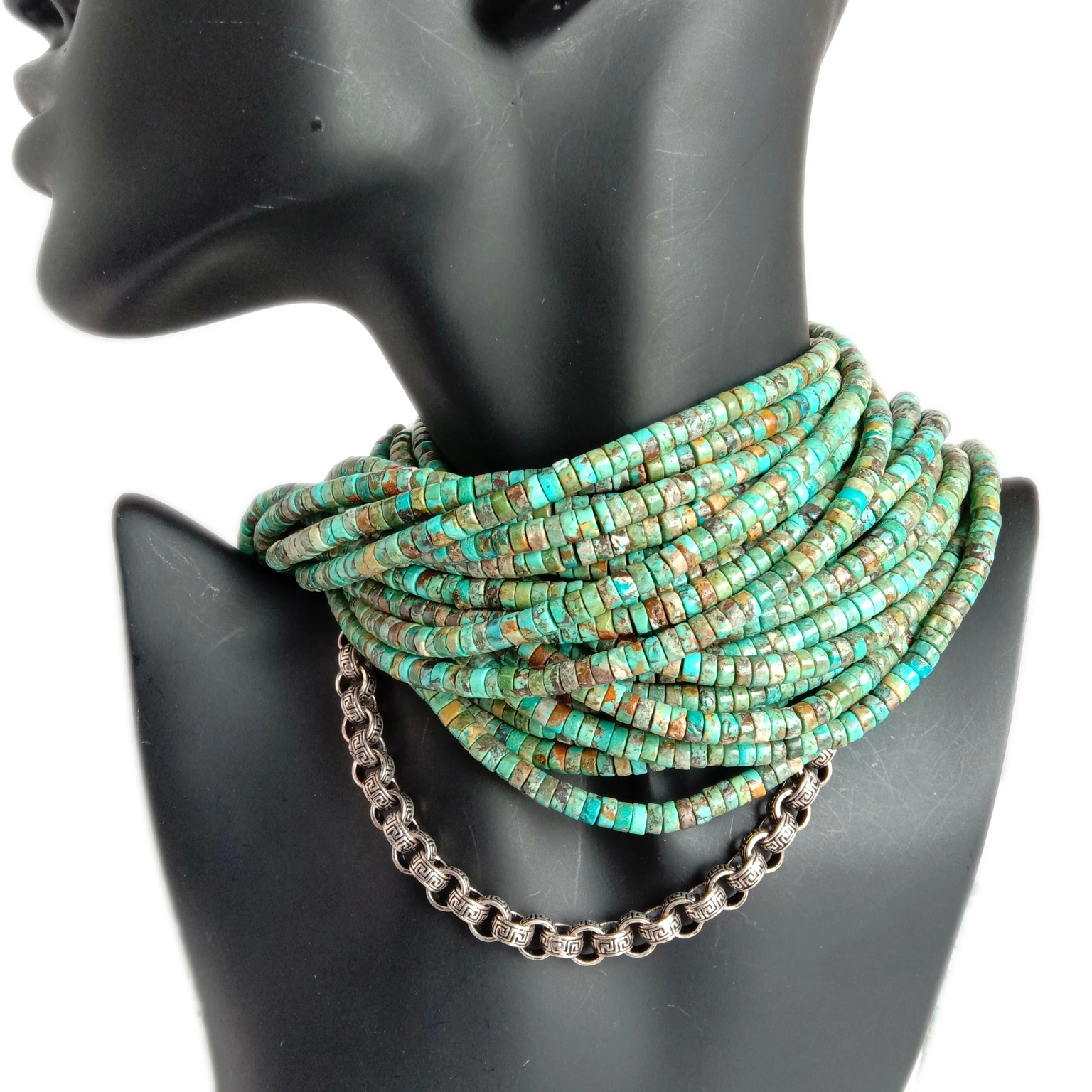 Groen Turkoois Heishi Strands Grootmaatbestelling semi-verwerking edelsteenprodukte vir groothandel 1