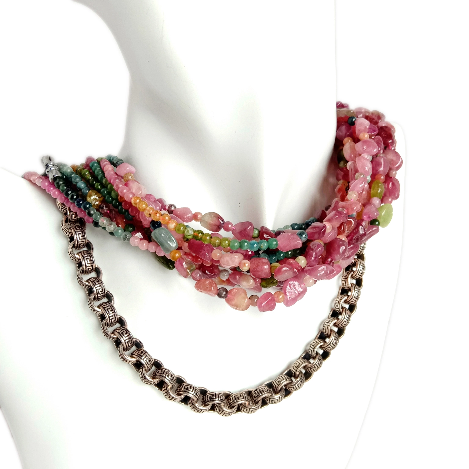 Multi Tourmaline Beads Ihe dị ka 16 Inches Natural Top Quality N'ogbe 1
